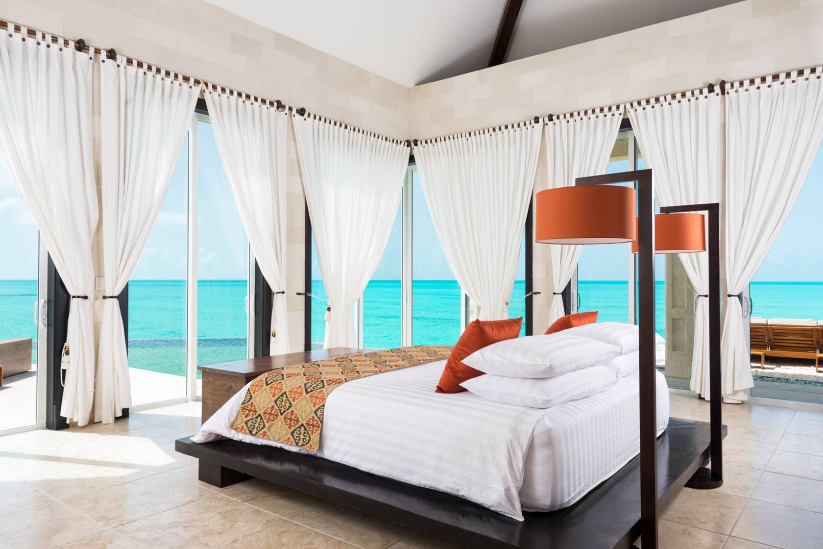 luxurious oceanfront master bedroom at Villa Balinese vacation home